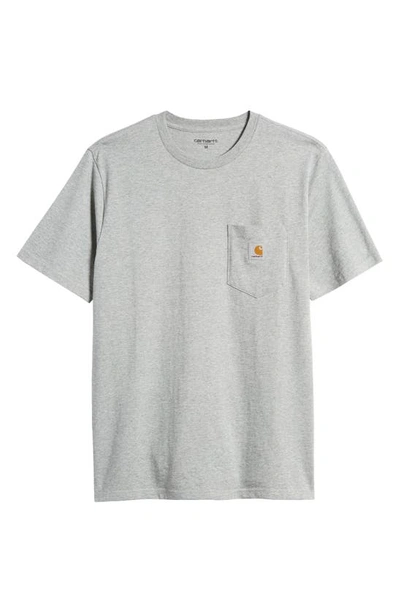 Shop Carhartt Work In Progress Logo Pocket T-shirt In Grey Heather