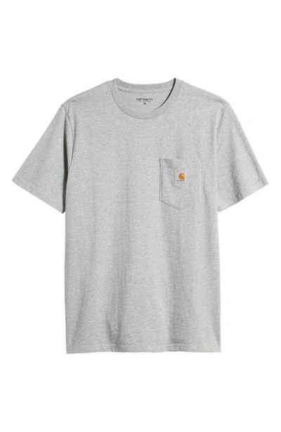 Shop Carhartt Logo Pocket T-shirt In Grey Heather