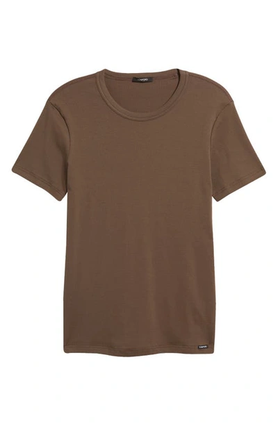 Shop Tom Ford Cotton Jersey Crewneck T-shirt In Brown