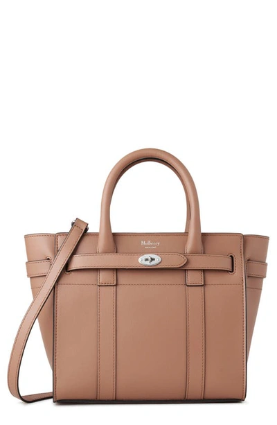 Shop Mulberry Mini Zipped Bayswater Leather Satchel In Sable