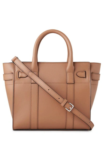 Shop Mulberry Mini Zipped Bayswater Leather Satchel In Sable