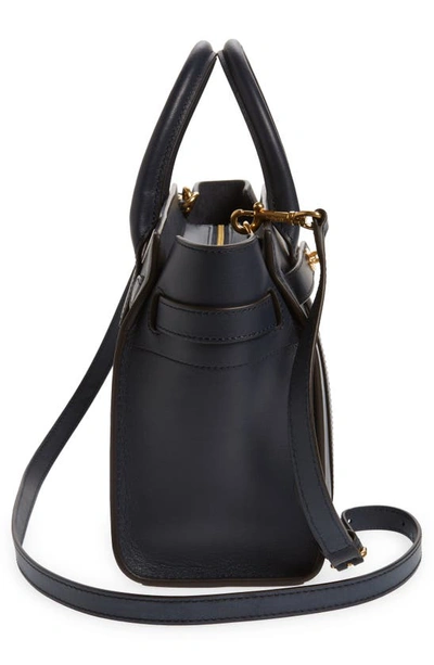 Shop Mulberry Mini Zipped Bayswater Leather Satchel In Night Sky