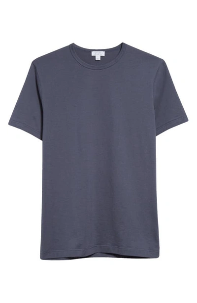 Shop Sunspel Supima® Cotton Crewneck T-shirt In Slate Blue