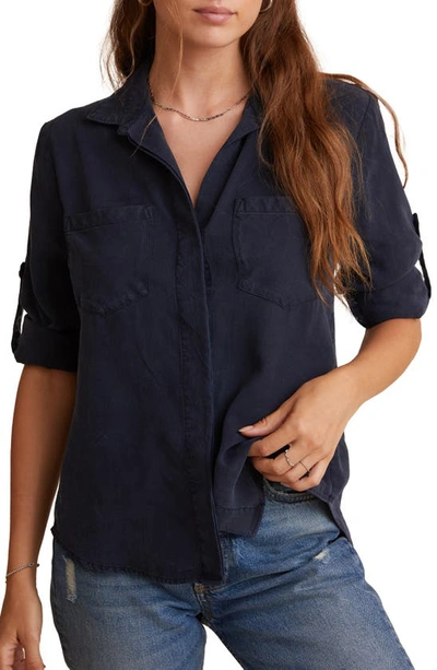 Shop Bella Dahl Split Back Button-up Shirt In Endless Sea
