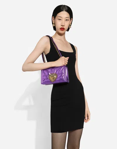Dolce & Gabbana Purple Devotion Medium Shoulder Bag In Purple