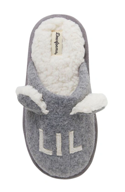 Shop Dearfoams Kids' Lil' Bear Plaid Faux Fur Scuff Slipper In Light Heather Grey