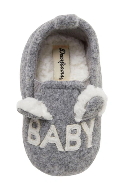 Shop Dearfoams Baby Bear Plaid Faux Fur Slipper In Light Heather Grey