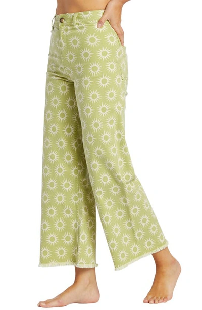 Shop Billabong Free Fall High Waist Wide Leg Pants In Green Eyes