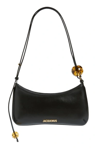 Shop Jacquemus Le Bisou Leather Shoulder Bag In Black