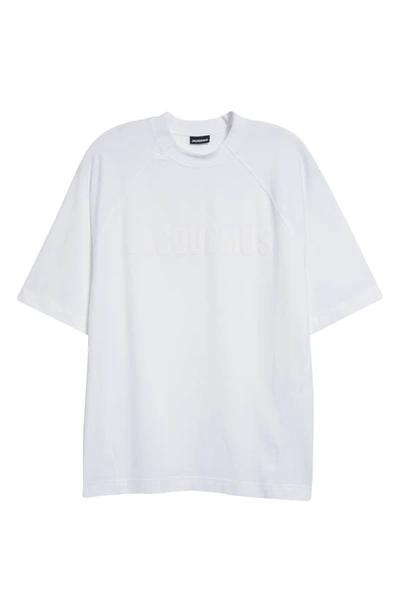 Shop Jacquemus Le T-shirt Typo Stretch Cotton Logo Graphic T-shirt In White