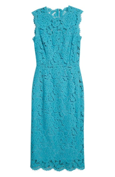 Shop Dolce & Gabbana Cordonetto Lace Sheath Dress In B4469turchese