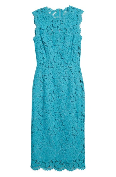 Dolce & Gabbana Floral-lace Sleeveless Midi Dress In B4469turchese