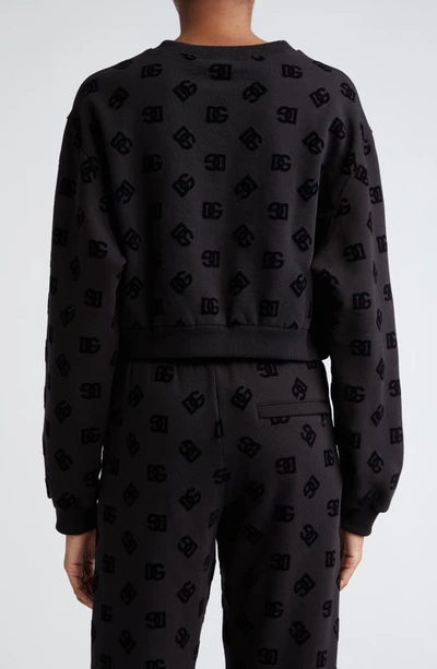 Shop Dolce & Gabbana Dolce&gabbana Flocked Logo Crop Sweatshirt In Variante Abbinata