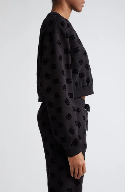 Shop Dolce & Gabbana Flocked Logo Crop Sweatshirt In Variante Abbinata
