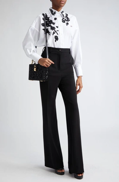 Shop Dolce & Gabbana Dolce&gabbana Floral Lace High-low Button-up Shirt In W0800bianco Ottico