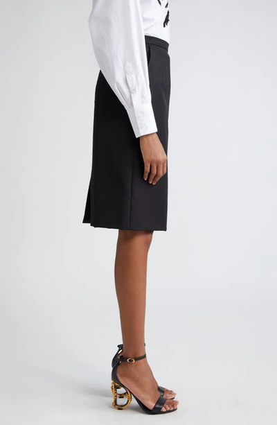 Dolce & Gabbana Virgin Wool Stretch Gabardine Skirt In Nero