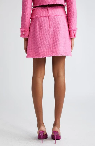 Dolce & Gabbana Frayed Wool-blend Tweed Mini Skirt In Pink