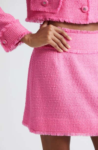 Dolce & Gabbana Frayed Wool-blend Tweed Mini Skirt In Pink