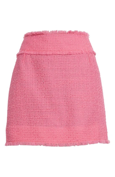 Dolce & Gabbana Frayed Wool-blend Tweed Mini Skirt In Pink