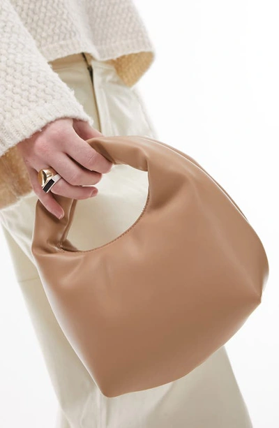 Shop Topshop Groovy Puffy Faux Leather Top Handle Grab Bag In Camel
