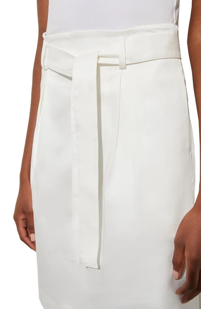 Shop Ming Wang Belted Pleated A-line Twill Skirt In White