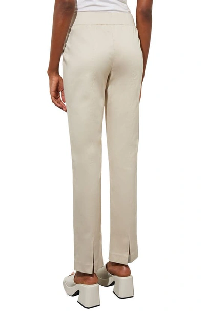 Ming Wang Straight Leg Pull-on Pants In Almond Beige