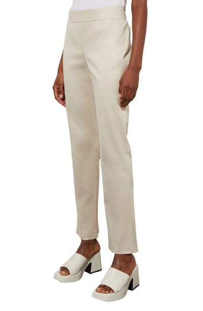 Ming Wang Straight Leg Pull-on Pants In Almond Beige