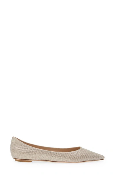 Stuart Weitzman Emilia Pointed Toe Flat In Poudre New Noir