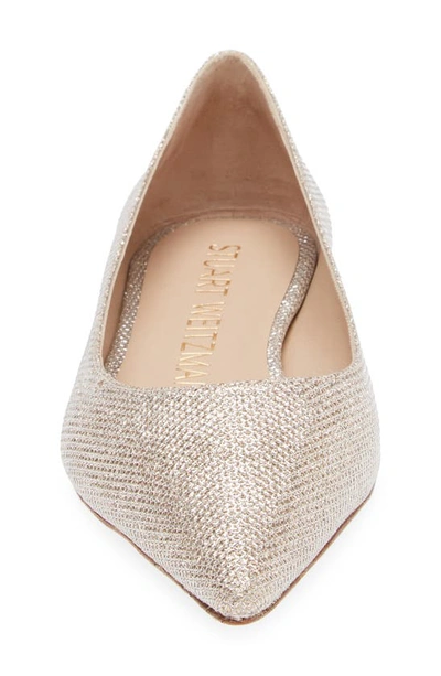 Stuart Weitzman Emilia Pointed Toe Flat In Poudre New Noir
