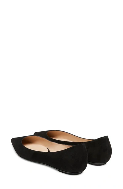 Stuart Weitzman Emilia Pointed Toe Flat In Black Suede