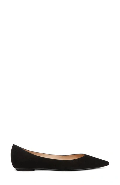 Shop Stuart Weitzman Emilia Pointed Toe Flat In Black Suede