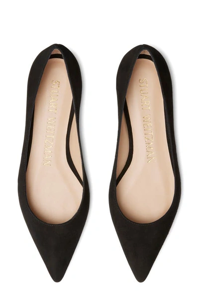 Stuart Weitzman Emilia Pointed Toe Flat In Black Suede