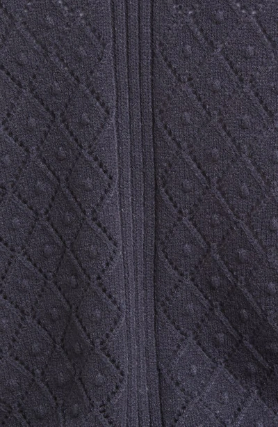 Shop Caslon Pointelle Deep V-neck Cardigan In Navy Charcoal