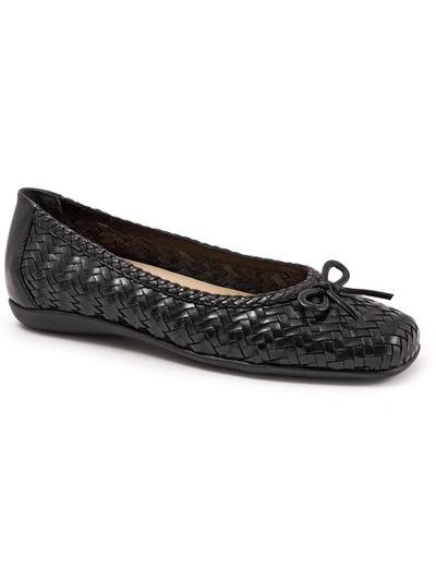 Shop Trotters Gillian Womens Leather Square Toe Ballet Flats In Black