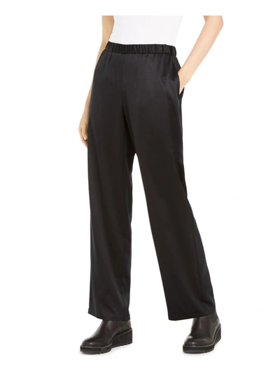 Shop Eileen Fisher Womens Satin Office Straight Leg Pants In Black