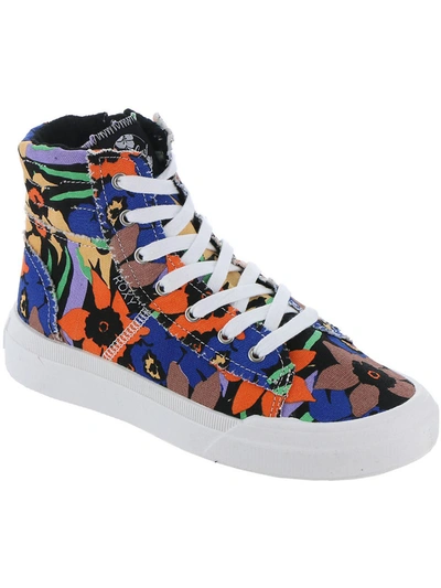 Shop Roxy Rae Mid Womens Canvas Casual High-top Sneakers In Black