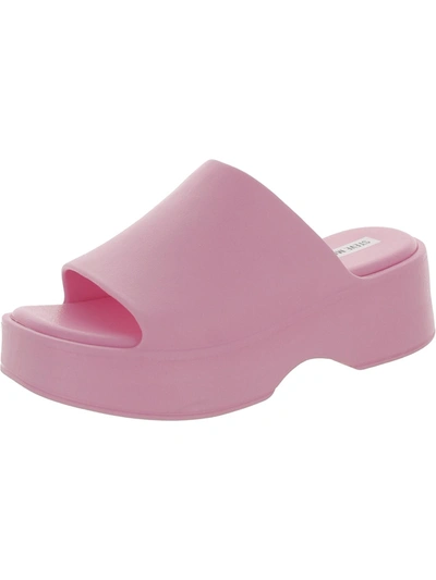 Shop Steve Madden Slinky Womens Faux Leather Peep-toe Platform Sandals In Pink
