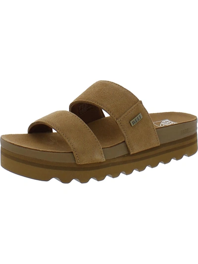 Shop Reef Vista Hi Womens Suede Slip On Slide Sandals In Brown