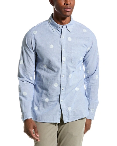 Shop Alex Mill Blockprinted Dot Shirt In Blue