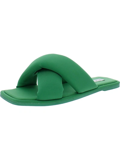 Shop Steve Madden Dixie Womens Quilted Slip-on Slide Sandals In Green