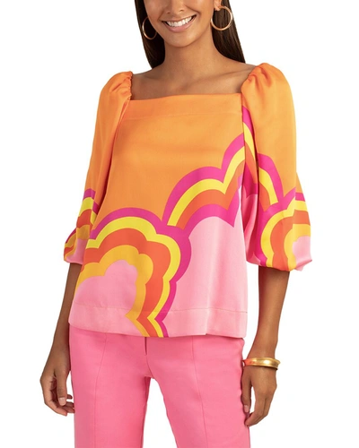 Shop Trina Turk Relaxed Fit Veil Top In Orange