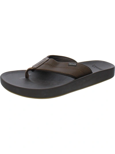 Shop Sanuk Mens Open Toe Slip On Thong Sandals In Brown