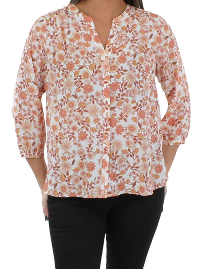 Shop Nydj Womens Floral Print Button Down Blouse In Multi
