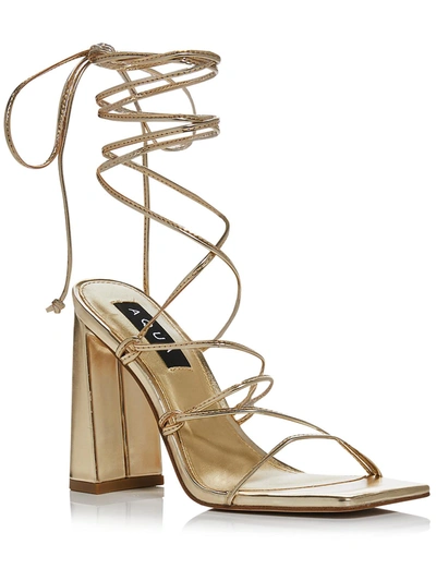 Aqua Leah Womens Dressy Slip On Heels In Gold