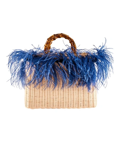 Shop Viamailbag Cayuna Bag In Natural/blue Feathers
