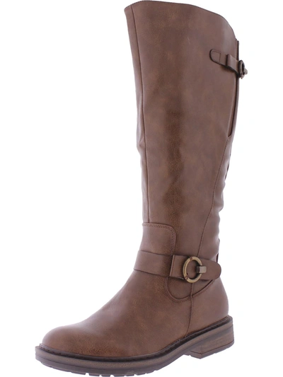 Shop Baretraps Aphrodite Womens Faux Leather Wide Calf Knee-high Boots In Brown