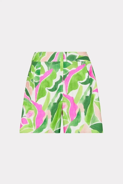 Milly Painted Bloom Linen Short In Leaf Multi In Multi
