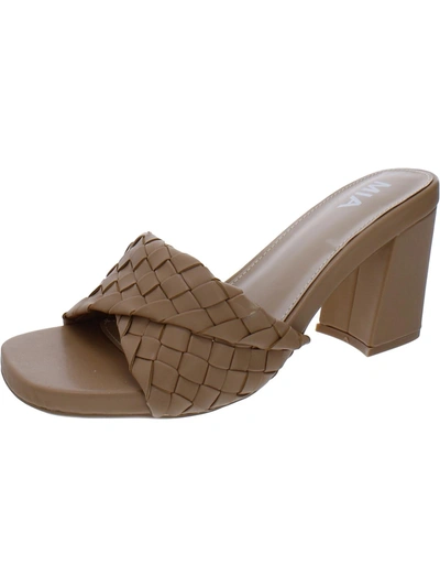 Shop Mia Minna Womens Faux Leather Woven Heels In Brown