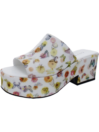 Shop Katy Perry The Busy Bee Womens Printed Open Toe Platform Sandals In Multi