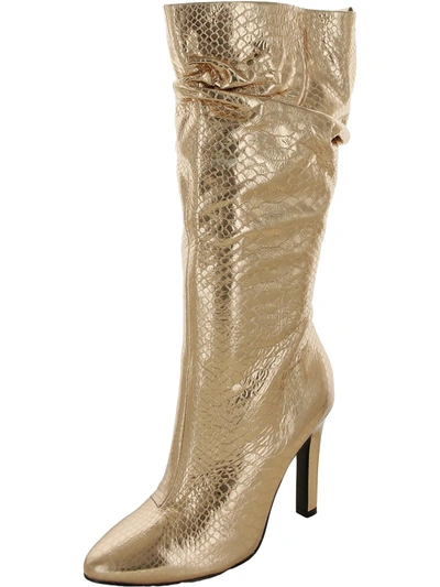 Shop Kurt Geiger Womens High Heel Pointed Toe Knee-high Boots In Gold
